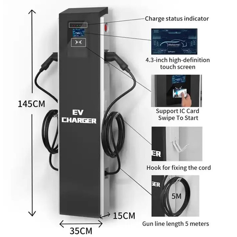 32A 44KW AC EV Charger with 4.3-Inch OLED Touch Screen